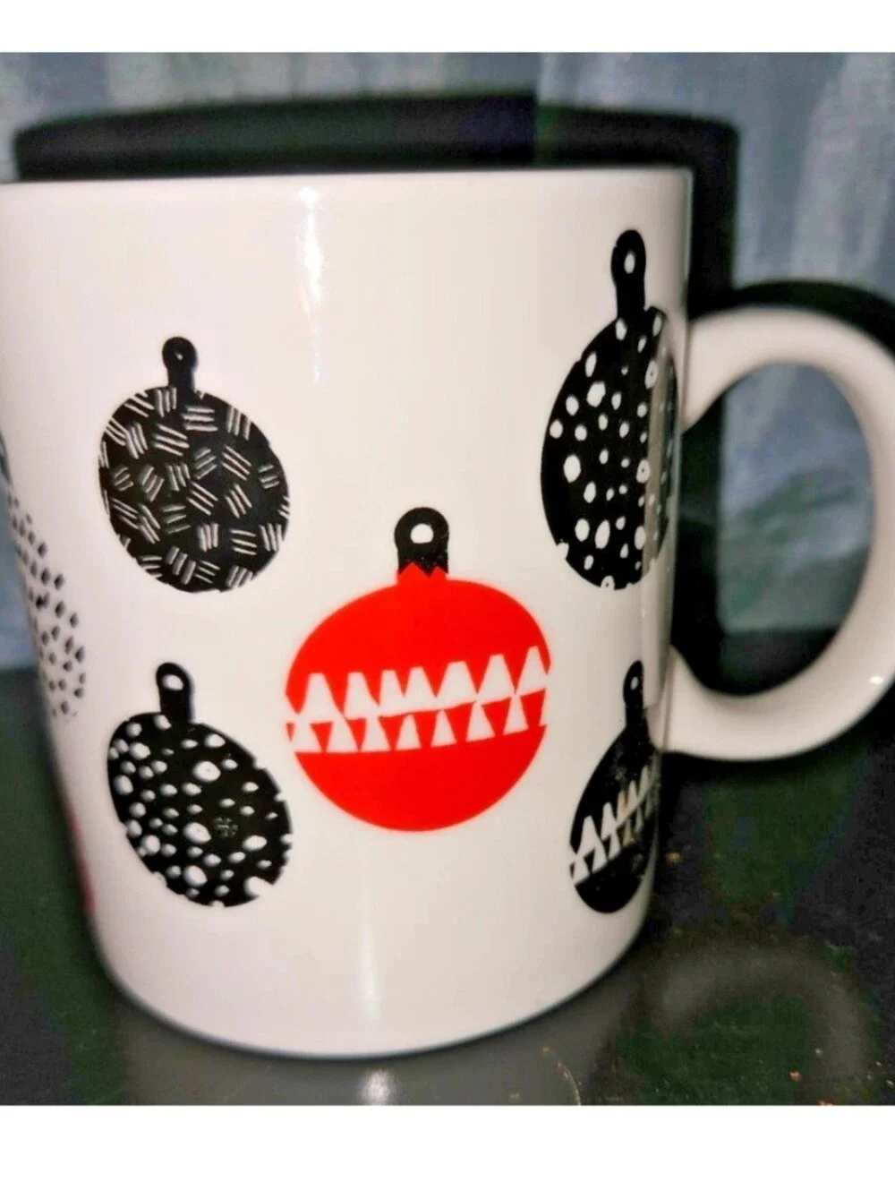 STARBUCKS Ornament Christmas Coffee Tea Cup Mug 12 oz Red Black 2016 Holiday